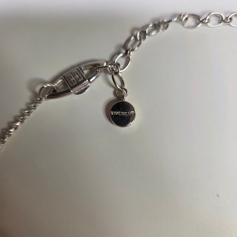 Givenchy Silver Tone Pastel Crystal Beaded Necklace Authentic 18 Inch Designer - Picture 2 of 5